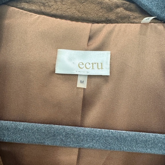 Ecru - Dark Brown Leather Women's Belted Blazer - Picture 7 of 8